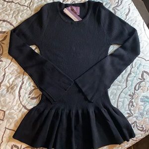 NWT Black True Angel peplum sweater